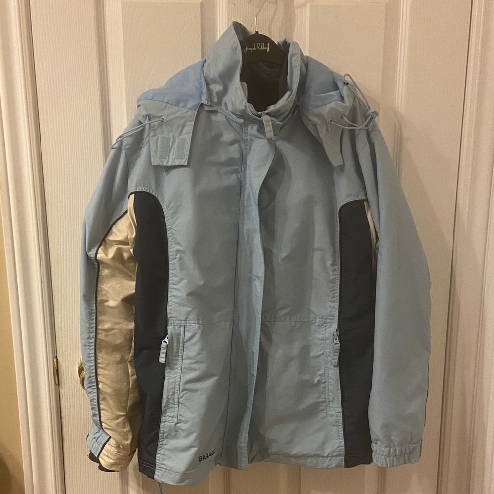 Garage Light Blue and Navy Raincoat